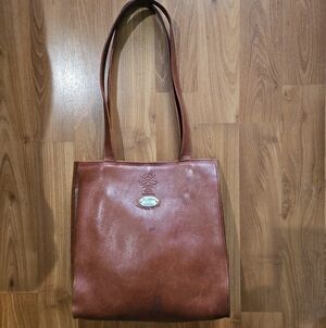 Brown Leather Tote Bag with Shoulder Straps